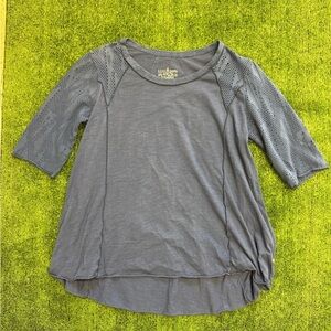 Neon Buddha Blue-Gray tunic Top with mesh sleeves, size PM